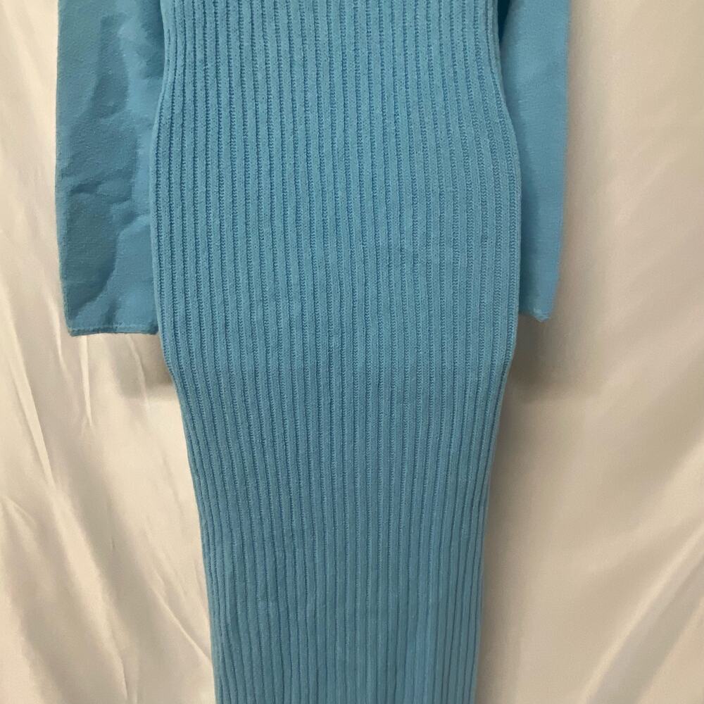 St. John Knits Sweater Dress Long Gold Button Front Split Sexy Size M? 70's - Picture 10 of 12